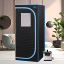 Full Size Portable Steam Sauna Tent, Stainless Steel Frame, 2.6L 1000W Steamer, Remote & Chair - Black