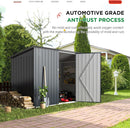 Outdoor Metal Garden Shed 2.1 × 0.9 m – Galvanised Steel, Lockable Door