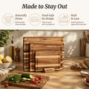 3-Piece Edge Grain Acacia Wood Cutting Board Set – 3 Sizes (16 x 12, 13 x 10, 10 x 7 in)