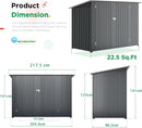 Outdoor Metal Garden Shed 2.1 × 0.9 m – Galvanised Steel, Lockable Door