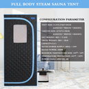 Full Size Portable Steam Sauna Tent, Stainless Steel Frame, 2.6L 1000W Steamer, Remote & Chair - Black - view 8