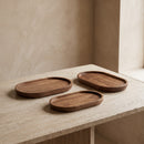 Three-Piece Oval Wood Tray Set